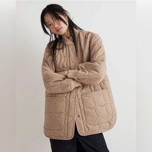 Madewell Quilted Bomber Jacket. NWT, size M. Tan color